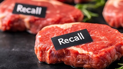 Meat Packages with Recall Labels Highlighting Food Safety and Consumer Protection Concerns