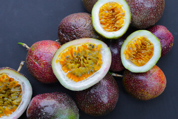 Ripe purple passion fruits, Tropical fruits