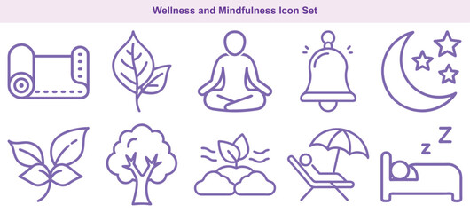 Naklejka premium Wellness and Mindfulness Icon Set