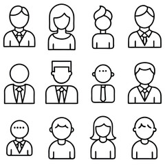Twelve Simple Line Icons of Diverse People