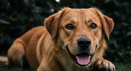 Happy Brown Dog Portrait Outdoors