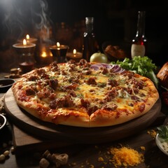 Delicious Slice of Hot Pizza Topped with Tomato