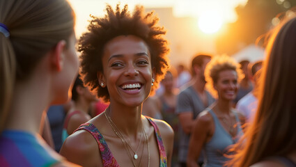 Unity in Diversity: Celebrating Pride Month Through Creative Visual Narratives and Community Gatherings - Stock Photos Capturing Joyful Togetherness with Space for Your Text