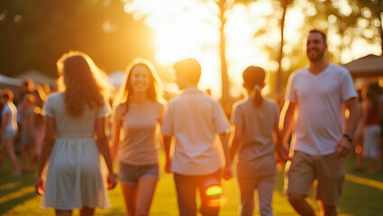 Vibrant Mother�s Day Celebration: Joyful Family Gathering in Sunlit Outdoor Event with Radiant Expressions, Festive Ambiance, and Empty Space for Text on Left Side