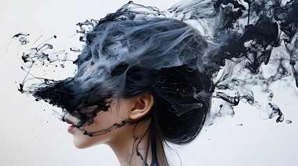 85. Densely layered ink drops and textured pigment burst with artistic style