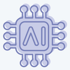 Obraz premium Icon AI Chips. related to Artificial Intelligence symbol. two tone style