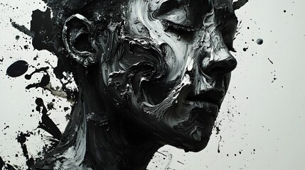 72. Ink spillage and paint scatter visual with strong texture contrast