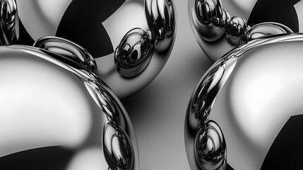 Abstract metallic spheres, close-up