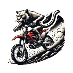 Puma auf Crossbike im Offroad-Stil – Wildes Racing-Tierdesign