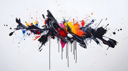 44. Vibrant artistic splashes with paint scatter and dark dripping ink in a chaotic layout