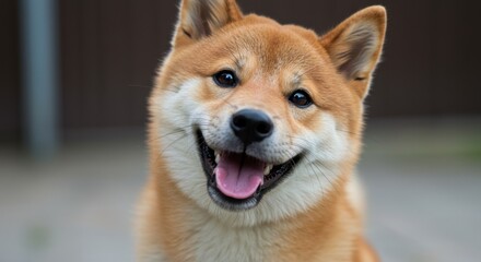 Happy Shiba Inu Dog Portrait