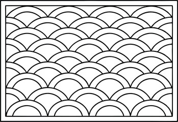 Geometric Art Deco Pattern, Black Outline Waves Seamless Ornament in ©  Design_ mn