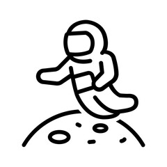 Vector black line icon for Astronaut