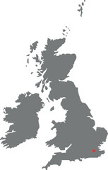 United Kingdom Map with London Marked Vector Illustration