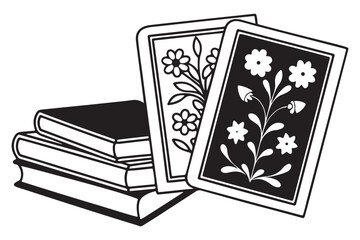 Vintage Floral Book Clipart Collection, Hand-Drawn Botanical Illustration Bundle, Open & Closed Books with Flower Designs