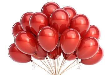 Bunch of Shiny Red Balloons for Celebrations on White Background