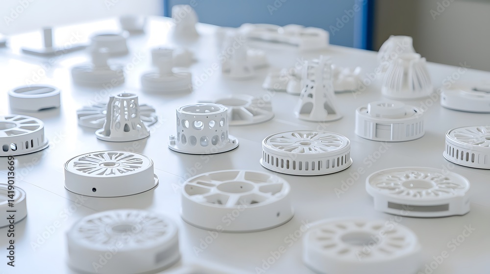 Poster close up view showcasing the intricate and high precision aerospace components that are meticulously