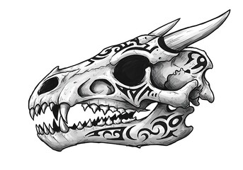 Detailed dragon skull illustration