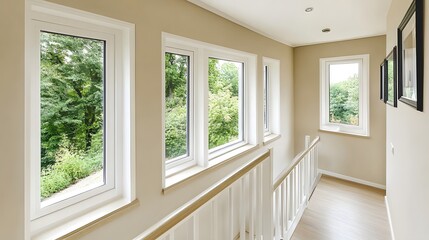Obraz premium Bright Hallway with Large Windows and Natural Light