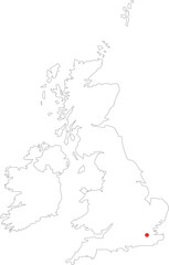 United Kingdom Outline Map with London Location Highlighted