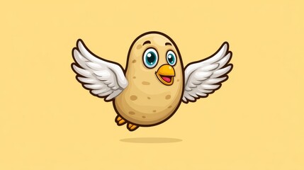 Fototapeta premium Joyful Potato Bird in Flight Pixel Art Illustration