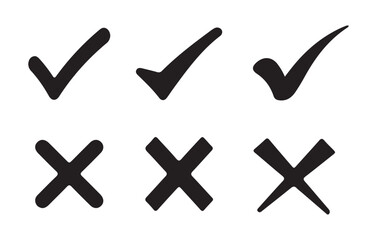 Black Check mark icon vector set. Check box icon with right or yes checkmark icons. Tick box, checkbox symbol