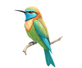 Obraz premium Vivid Illustration of Exotic Bee Eater Bird, A Captivating Depiction of Wildlife Artistry Showcasing the Intricate Details and Vibrant Colors of a Unique Bird Species