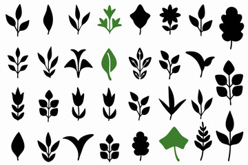 leaf vector icon set nature green eco plant tree organic design illustration graphic environment logo template flat symbol element sign botanical natural ecology art herbal foliage floral leaves i