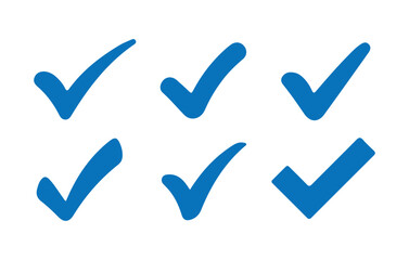 Checkmark icon. Blue checkmark vector set. Check box icon with correct, accept checkmark icons tick box checked. 