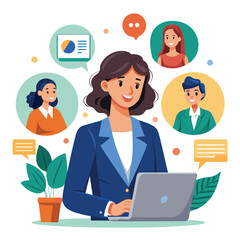 Businesswoman Leads Virtual Meeting