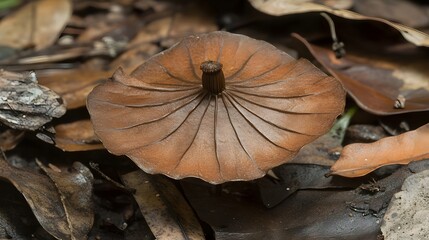 Unique Brown Mushroom Forest Floor Macro Photography