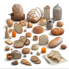 Artisan bread display bakery food photography studio high-quality render baked goods collection