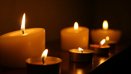 Capture Timeless Corpus Christi Candle Lighting Moments: Refined Ceremonial Practices & Luminous Artistic Representations in Sacred Environments - Photo Stock Concept with Left Space