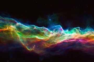 Fototapeta premium Vibrant nebula with colorful gas clouds and stars