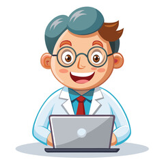 Doctor working on laptop