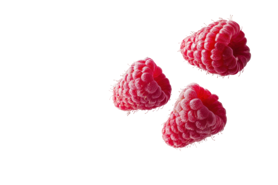 Fresh Raspberries Falling 3 B... on a transparent background