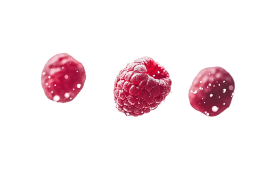 Fresh Raspberries Falling 3 B... on a transparent background