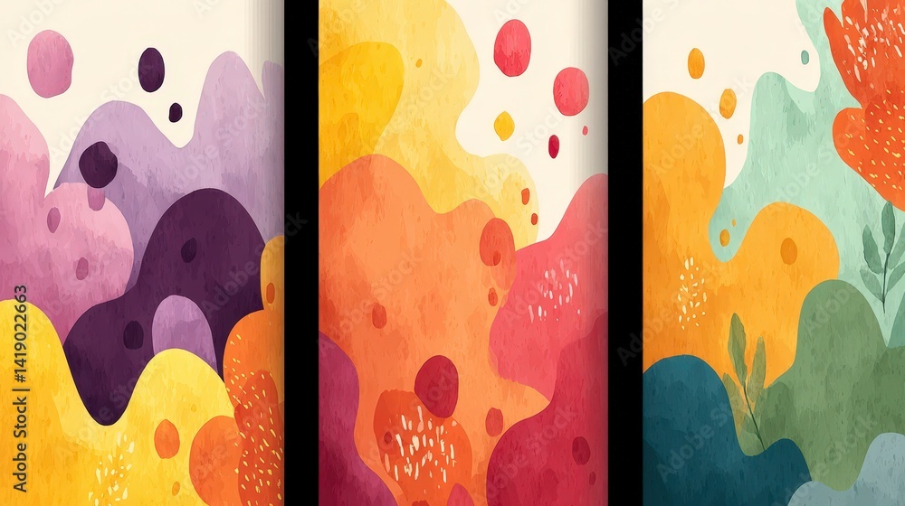 Poster abstract colorful fluid shapes artistic background for design projects