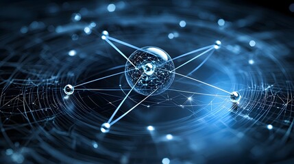 of an advanced intelligence entity surrounded by dynamic quantum energy fields in a futuristic conceptual digital sci fi visualization  The scene depicts a powerful intelligent with a glowing