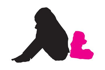 a girl sitting body silhouette vector
