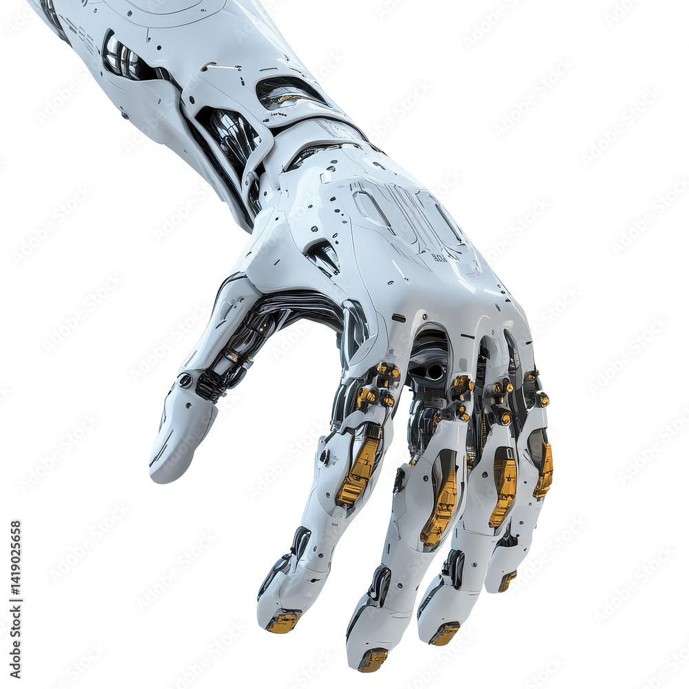 Aufkleber futuristic robotic arm design against a minimalistic transparent background showcasing advanced tech