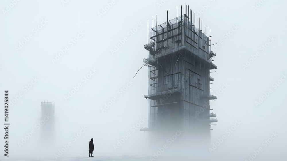 Poster mesmerizing digital artwork depicting an ancient castle seamlessly merging with a modern skyscraper