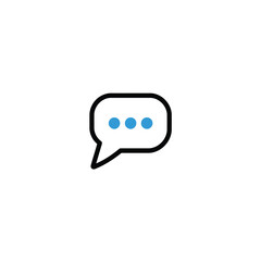 Logo design A sky-blue message chat icon, bold black outline, in a flat vector style on a white background. Minimalist and clean design