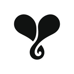 Abstract Black Shape Design with Curving Lines and White Background