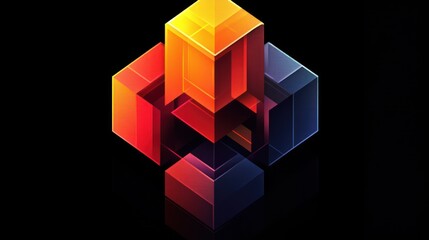 Fototapeta premium Abstract Colorful Geometric Composition: Interlocking Cubes in Vibrant Hues