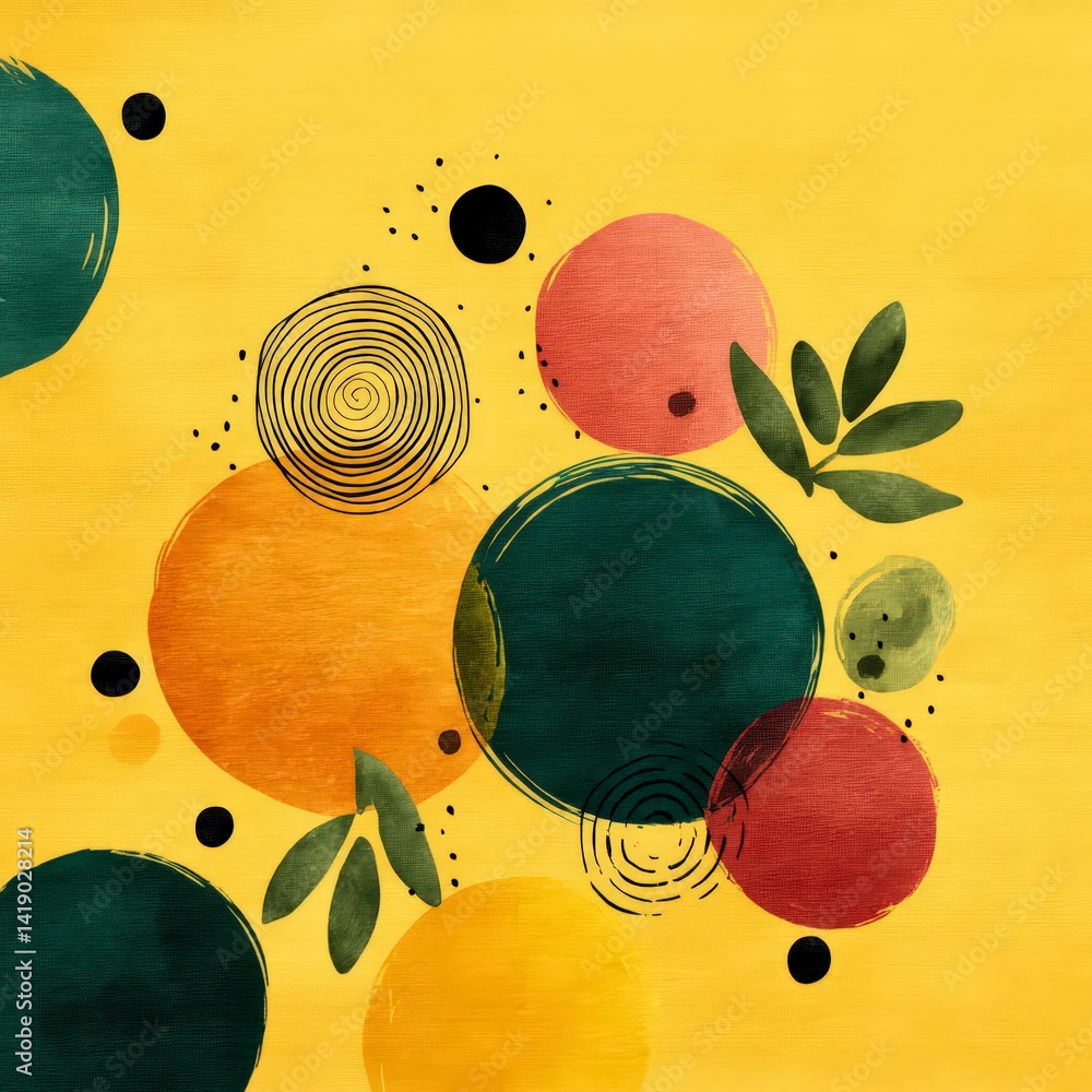 Aufkleber abstract geometric memphis pattern colorful circles dots retro shapes