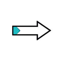 Logo design flat vector share arrow icon, teal blue with bold black outline. Geometric shapes, centered on white background. Visually balanced and clear