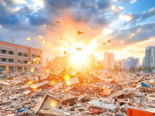 Devastating aftermath of a fire urban area gigapixel image emotional scene capturing destruction and hope