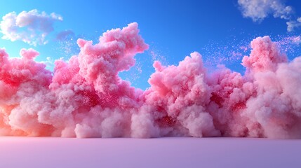 Fototapeta premium Pink smoke clouds against a blue sky