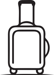 Obraz premium suitcase icon with vertical handle in silhouette, travel luggage vector, trolley bag for travel